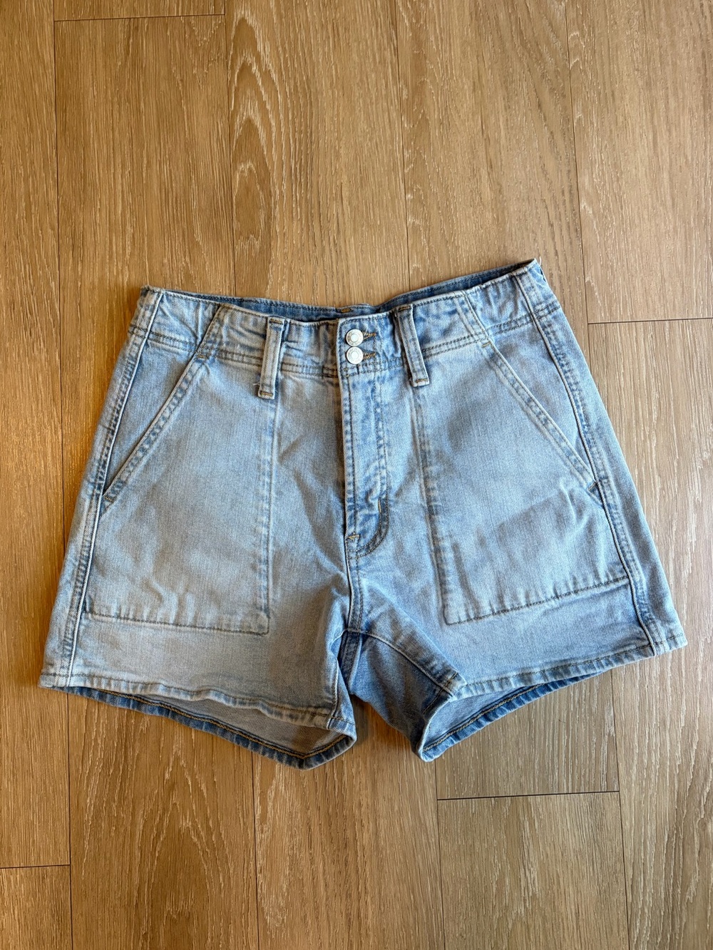GAP Light Blue High-Rise 4in Denim Shorts